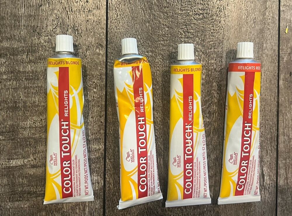 Lot of 4 Color Touch Relights Demi-Permanent Color Wella-Relight Blond & 1 Red